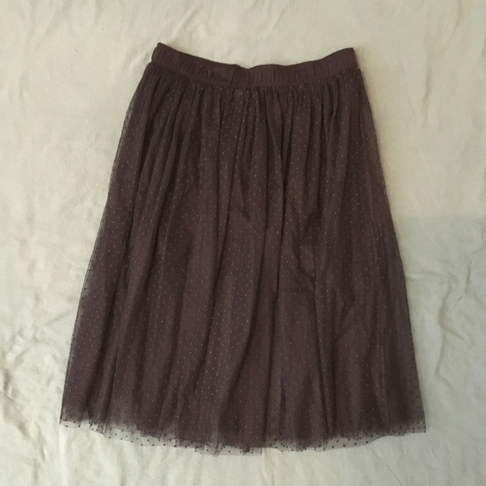 Forever 21 black sheer midi skirt with polka dots